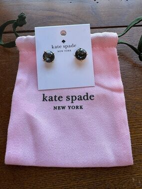 Kate Spade New York Gumdrop Studs in Black Gemstone W/ Pink Dust Bag